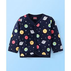 Babyhug 100% Cotton Full Sleeves Vests Stripes & Space Print Pack of 3- Red & Blue