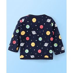 Babyhug 100% Cotton Full Sleeves Vests Stripes & Space Print Pack of 3- Red & Blue
