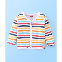 Babyhug 100% Cotton Full Sleeves Vests Stripes & Space Print Pack of 3- Red & Blue