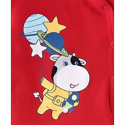 Babyhug 100% Cotton Full Sleeves Vests Stripes & Space Print Pack of 3- Red & Blue