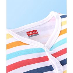 Babyhug 100% Cotton Full Sleeves Vests Stripes & Space Print Pack of 3- Red & Blue