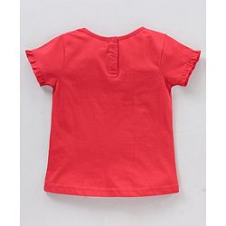 Babyhug 100% Cotton Knit Half Sleeves Top and Skirt Floral Heart Applique - Red & Blue