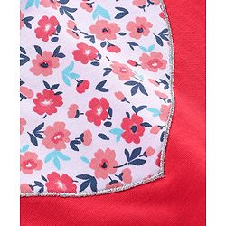 Babyhug 100% Cotton Knit Half Sleeves Top and Skirt Floral Heart Applique - Red & Blue