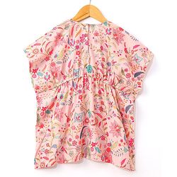 Babyhug Half Sleeves Kaftan Top With Leggings Floral Print- Peach