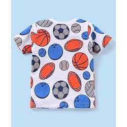 Babyhug Cotton Knit Half Sleeves Text & Balls Printed T-Shirts Pack of 3 - Red & Navy Blue