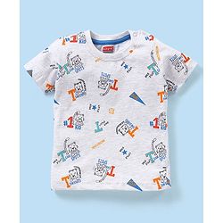 Babyhug Cotton Half Sleeves T-Shirts Tiger Print Pack Of 3 - Grey & Orange