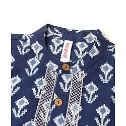 Babyhug 100% Cotton Full Sleeves Floral Printed Kurta & Dhoti Set- Indigo