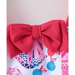 Babyhug Sleeveless V Cut Swimsuit Zebra Print & Bow Applique - Red White & Blue