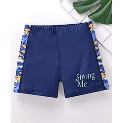 Babyhug Swimming Trunk Text Print - Blue