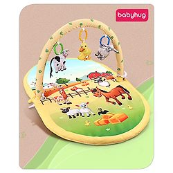 Babyhug Farm Animal Playgym - Multicolour | Farmyard Activity Mat with Interactive Hanging Toys | Encourages Sensory Exploration & Motor Development | Soft & Safe for Babies | BIS Certified