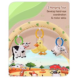 Babyhug Farm Animal Playgym - Multicolour | Farmyard Activity Mat with Interactive Hanging Toys | Encourages Sensory Exploration & Motor Development | Soft & Safe for Babies | BIS Certified