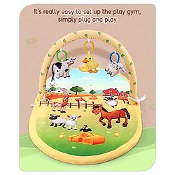 Babyhug Farm Animal Playgym - Multicolour | Farmyard Activity Mat with Interactive Hanging Toys | Encourages Sensory Exploration & Motor Development | Soft & Safe for Babies | BIS Certified