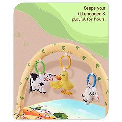 Babyhug Farm Animal Playgym - Multicolour | Farmyard Activity Mat with Interactive Hanging Toys | Encourages Sensory Exploration & Motor Development | Soft & Safe for Babies | BIS Certified