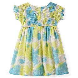 Babyhug Cotton Sleeveless Ethnic Dress With Tie & Dye Print - Green Blue & White