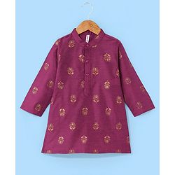 Babyhug Woven Full Sleeves Foil Printed Kurta & Pajama Set - Magenta