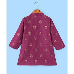 Babyhug Woven Full Sleeves Foil Printed Kurta & Pajama Set - Magenta