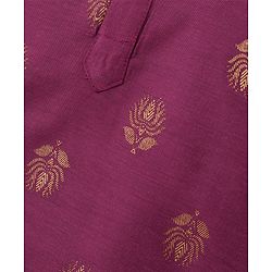 Babyhug Woven Full Sleeves Foil Printed Kurta & Pajama Set - Magenta