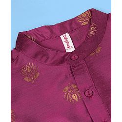 Babyhug Woven Full Sleeves Foil Printed Kurta & Pajama Set - Magenta