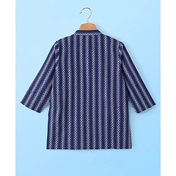 Babyhug Full Sleeves 100% Cotton Spiral Printed Kurta Pyjama Set - Indigo
