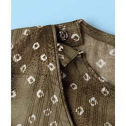 Babyhug Rayon Full Sleeves Kurta With Dhoti Rayon Slub Bandhani Print - Green