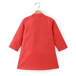 Babyhug Full Sleeve Dobby Kurta With Pyjama Set-Red