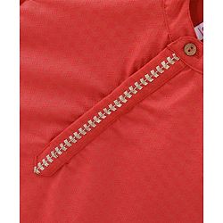 Babyhug Full Sleeve Dobby Kurta With Pyjama Set-Red