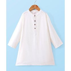 Babyhug 100% Cotton Full Sleeves Kurta & Pyjama With Floral Print Waistcoat - Cream Brown & White