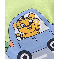 Babyhug Half Sleeves Nightwear Pajama Set Tiger and Car Print - Green