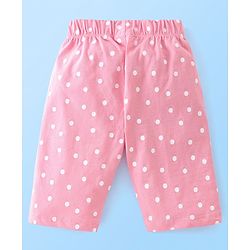 Babyhug Cotton Frill Sleeves Capri Night Suit Dot & Shake Print- Pink