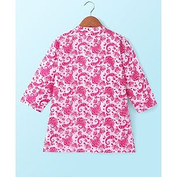 Babyhug 100% Cotton Woven Full Sleeves Kurta & Dhoti Set Paisley Pattern Print - Pink