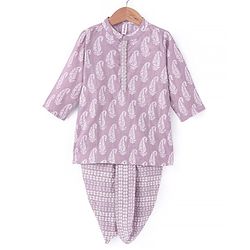 Babyhug 100% Cotton Printed Kurta with Printed Dhoti Set - Purple