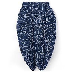Babyhug 100% Cambric Full Sleeve Umbrella Printed Kurta With Dhoti Set - Indigo