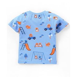 Babyhug Cotton Jersey Half Sleeves Striped T- Shirt With Travel Print Pack of 3 - Blue & Orange