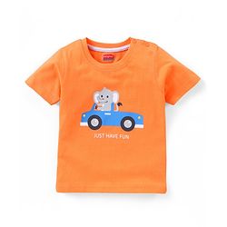 Babyhug Cotton Jersey Half Sleeves Striped T- Shirt With Travel Print Pack of 3 - Blue & Orange