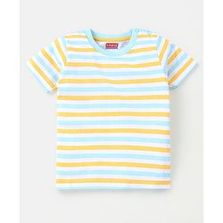 Babyhug Cotton Jersey Half Sleeves Striped T-Shirts Pack Of 3 - Yellow & Blue