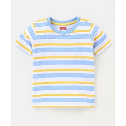 Babyhug Cotton Jersey Half Sleeves Striped & Animal Printed T-Shirts Pack Of 3 - Yellow & Blue