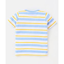 Babyhug Cotton Jersey Half Sleeves Striped & Animal Printed T-Shirts Pack Of 3 - Yellow & Blue