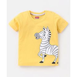 Babyhug Cotton Jersey Half Sleeves Striped & Animal Printed T-Shirts Pack Of 3 - Yellow & Blue