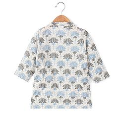 Babyhug 100% Cambric Full Sleeve Printed Kurta With Dhoti Set - Off White