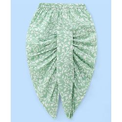 Babyhug 100% Cotton Woven Full Sleeves Kurta With Dhoti Floral Print - White
