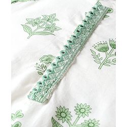 Babyhug 100% Cotton Woven Full Sleeves Kurta With Dhoti Floral Print - White