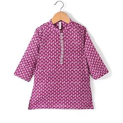 Babyhug 100% Cambric Full Sleeve Printed Kurta With Dhoti Set - Purple