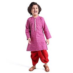 Babyhug 100% Cambric Full Sleeve Printed Kurta With Dhoti Set - Purple