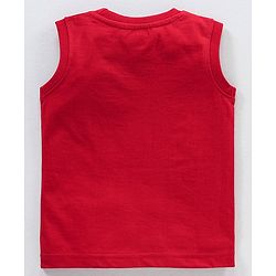 Babyhug Cotton Jersey Sleeveless T-Shirt Ice Cream Print - Red