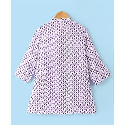 Babyhug Cotton Full Sleeves Kurta With Dhoti Floral Print & Embroidery - White & Purple