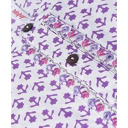 Babyhug Cotton Full Sleeves Kurta With Dhoti Floral Print & Embroidery - White & Purple