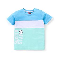 Babyhug Cotton Half Sleeves T-Shirt Color Block- Blue