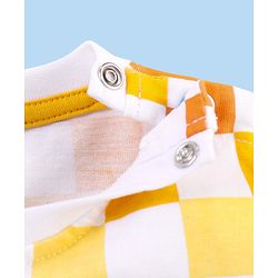 Babyhug Cotton Knit Half Sleeves Checked T-Shirt Emoji Print - White