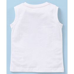 Babyhug Sleeveless Cotton T-Shirt With Sunset Print - White