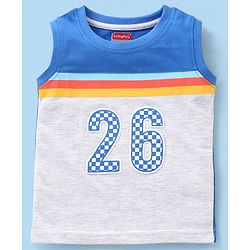 Babyhug Cotton Knit Sleeveless T-Shirt Number Patch  - White